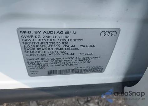 2023 Audi Q4 E-Tron Prestige 50 Quattro from USA, damaged, VIN WA1M2BFZXPP062062